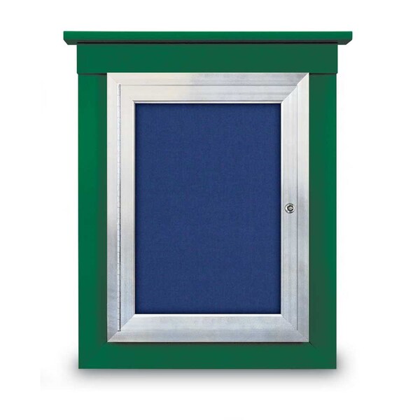 60"x48" 2-Door Enclosed Letterboard, Header, Grey Felt/Cherry